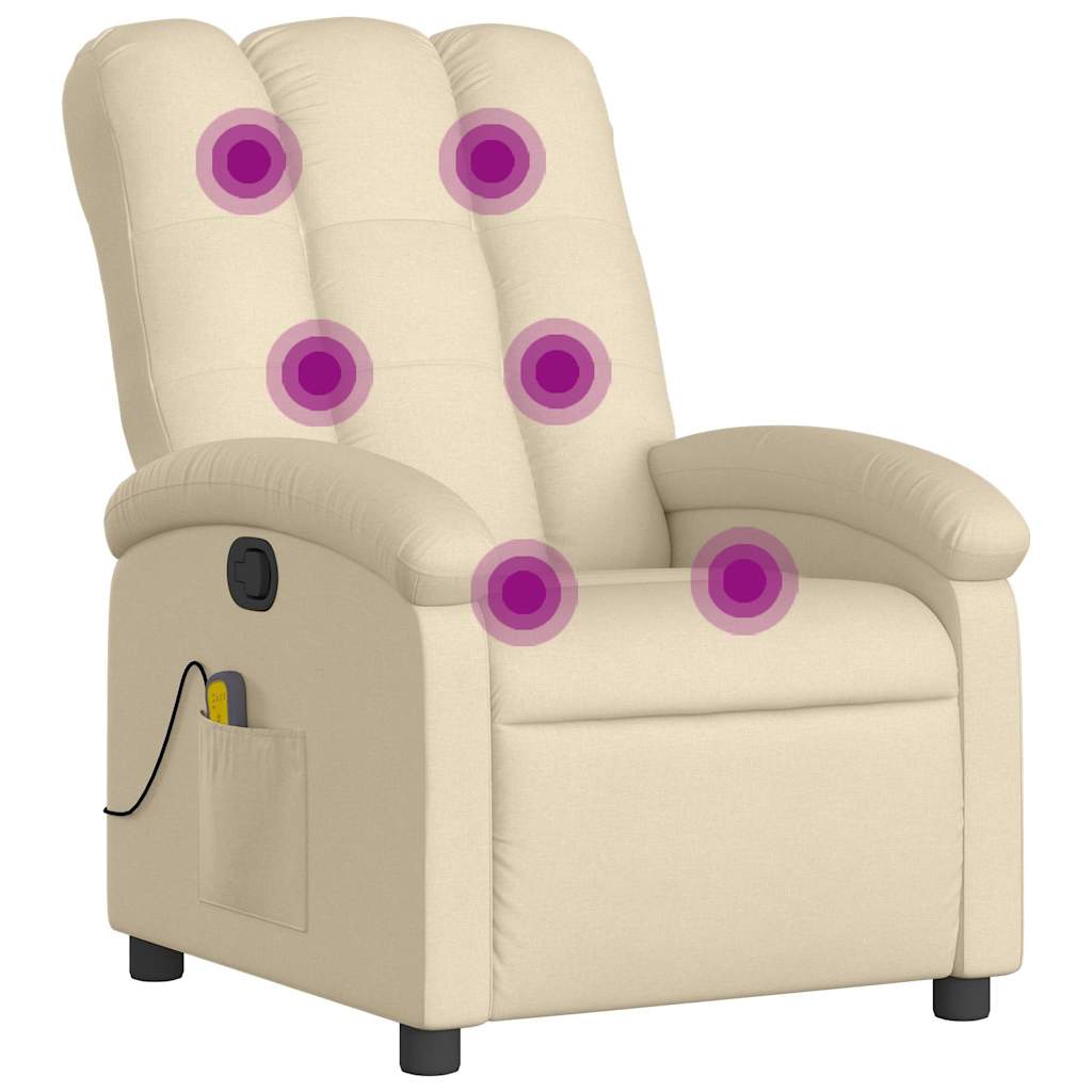 Vidaxl massagestoel met crèmekleurige stof