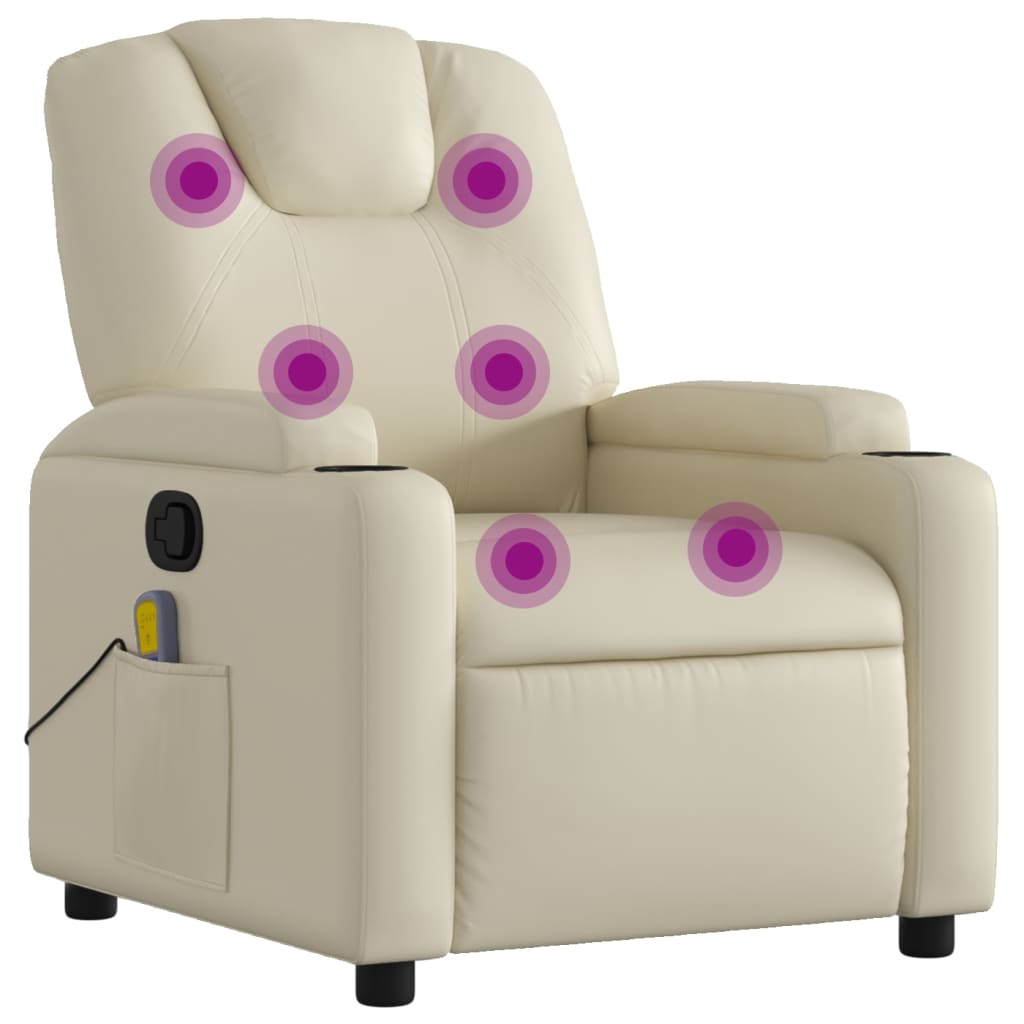 Vidaxl massagestoel van kunstleer in crèmekleur