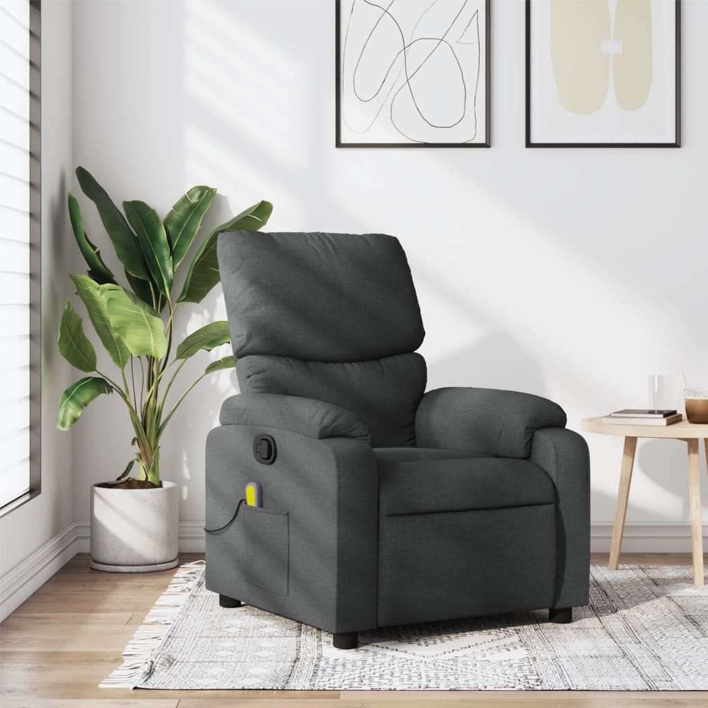 Vidaxl massagestoel in donkergrijze stof