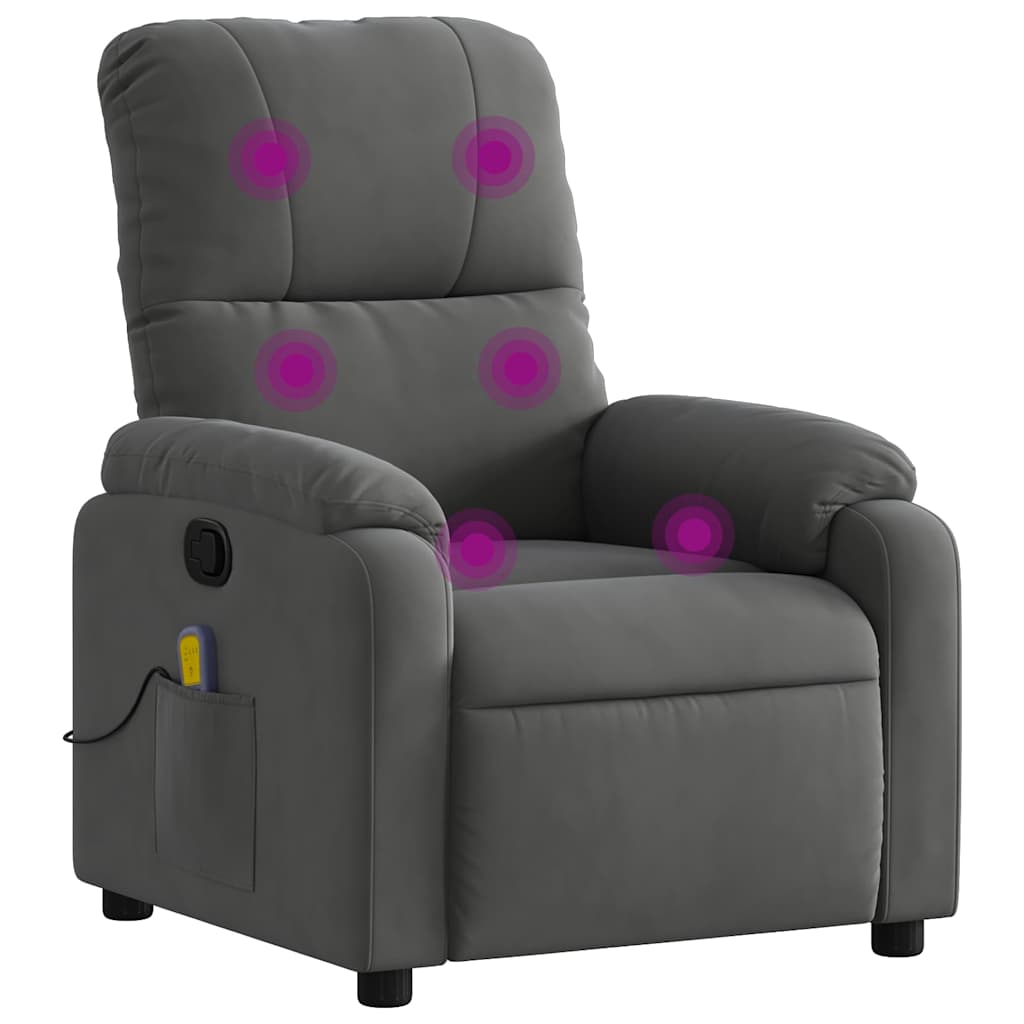 Vidaxl massagestoel in donkergrijs microvezelstof