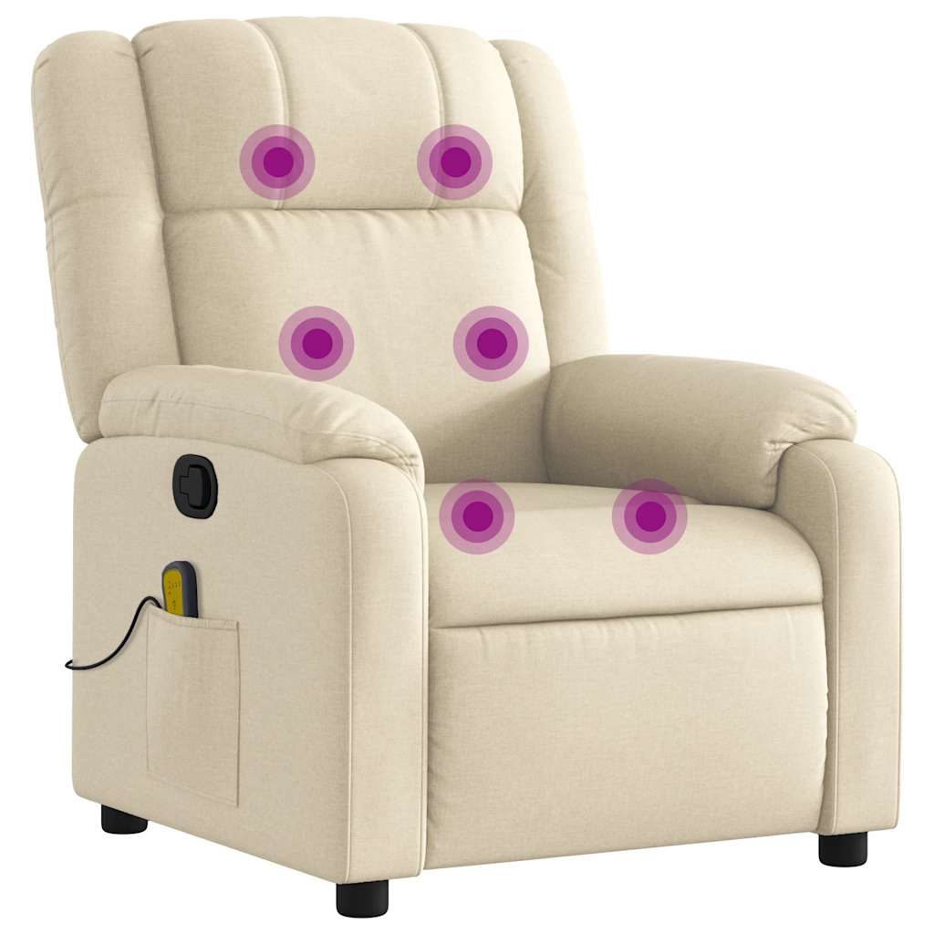 Vidaxl massagestoel met crèmekleurige stof