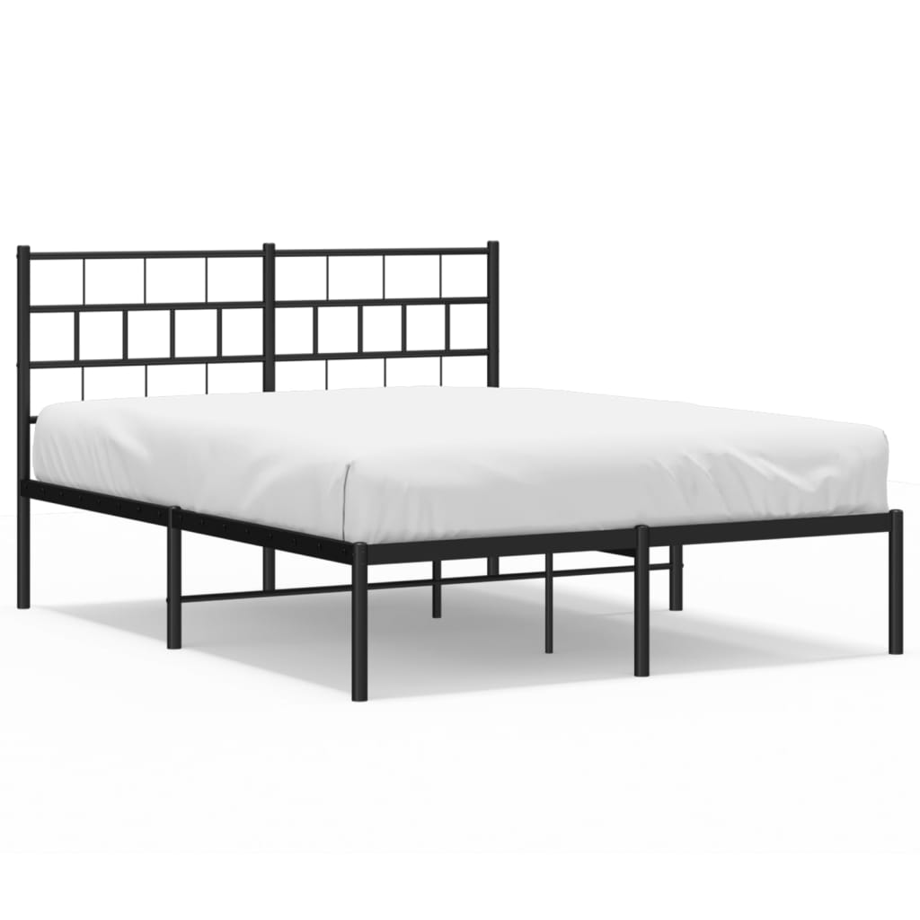 Vidaxl bedframe met hoofdbord metaal zwart 120x200 cm