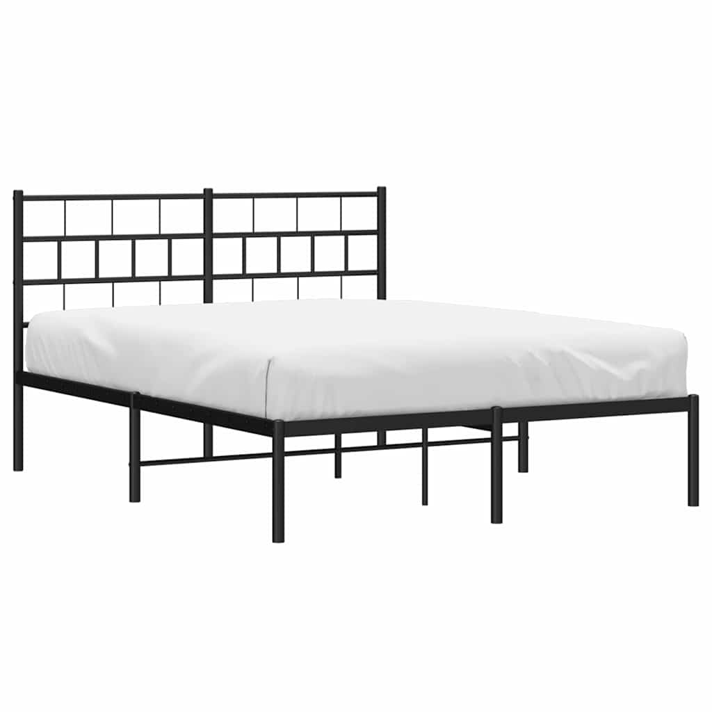 Vidaxl bedframe met hoofdbord metaal zwart 135x190 cm