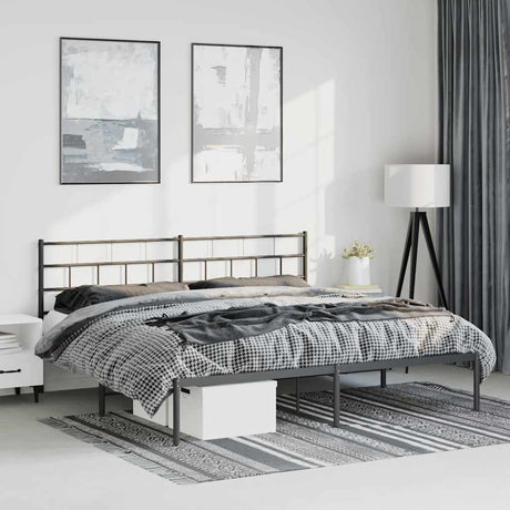 Vidaxl bedframe met hoofdbord metaal zwart 193x203 cm