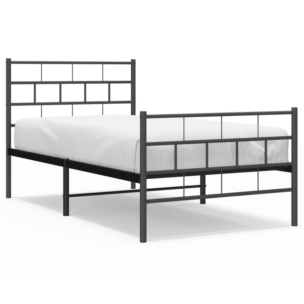 Vidaxl bedframe met hoofd- en voeteneinde metaal zwart 107x203 cm