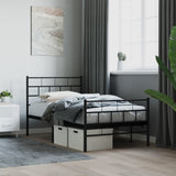 Vidaxl bedframe met hoofd- en voeteneinde metaal zwart 107x203 cm