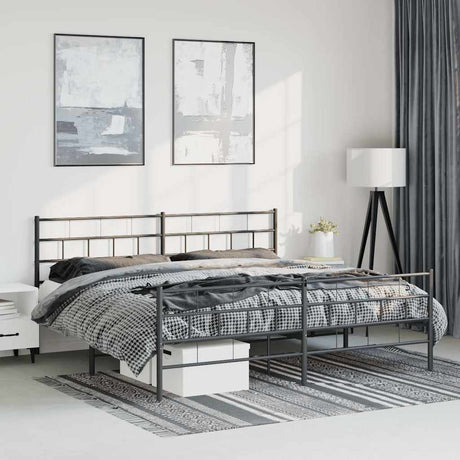 Vidaxl bedframe met hoofd- en voeteneinde metaal zwart 193x203 cm