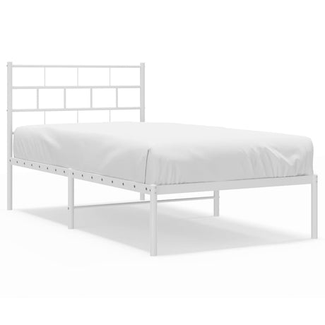 Vidaxl bedframe met hoofdbord zonder matras metaal wit 75x190 cm
