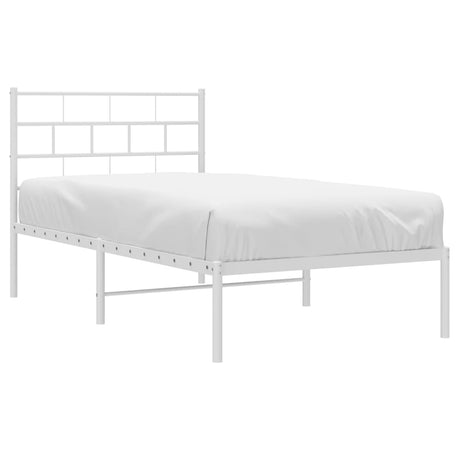 Vidaxl bedframe met hoofdbord zonder matras metaal wit 75x190 cm