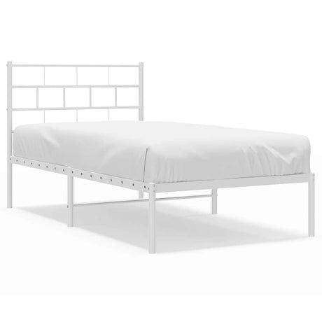 Vidaxl bedframe met hoofdbord metaal wit 100x200 cm