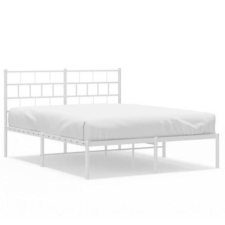 Vidaxl bedframe met hoofdbord metaal wit 150x200 cm