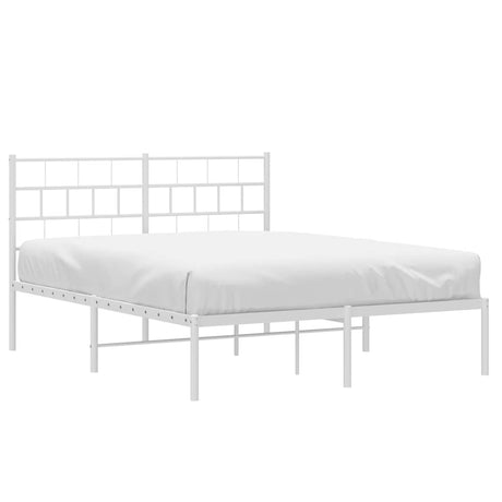 Vidaxl bedframe met hoofdbord metaal wit 150x200 cm