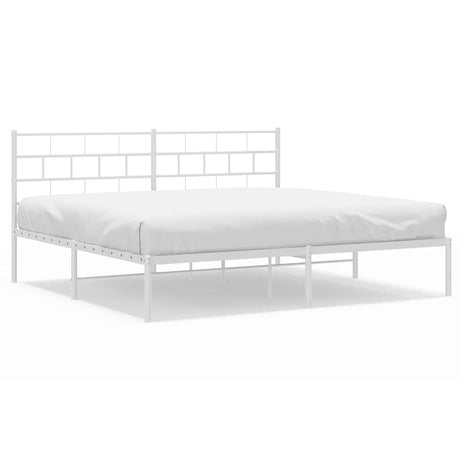 Vidaxl bedframe met hoofdbord metaal wit 183x213 cm