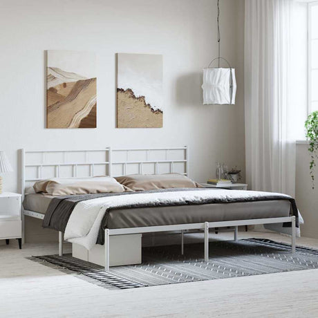 Vidaxl bedframe met hoofdbord metaal wit 183x213 cm