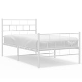Vidaxl bedframe met hoofd- en voeteneinde metaal wit 100x190 cm
