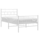 Vidaxl bedframe met hoofd- en voeteneinde metaal wit 100x190 cm