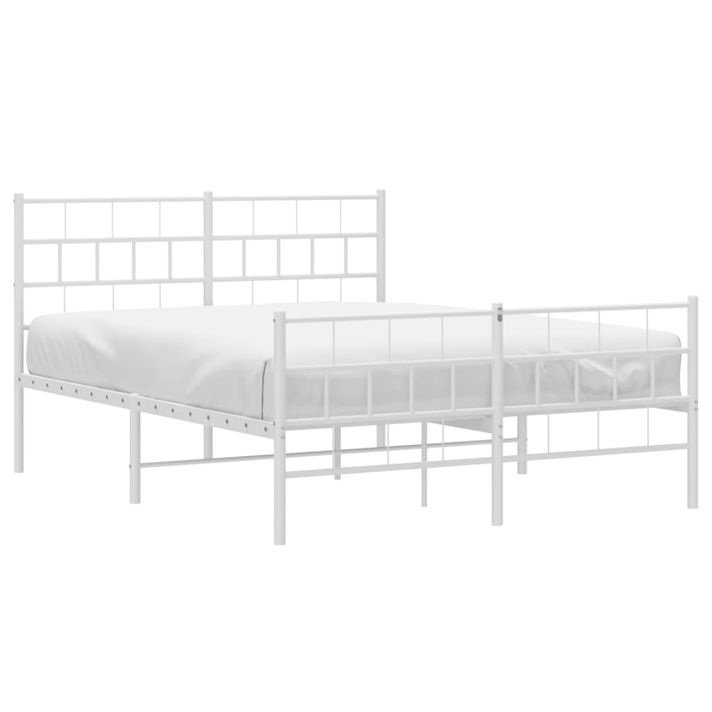 Vidaxl bedframe met hoofd- en voeteneinde metaal wit 120x200 cm
