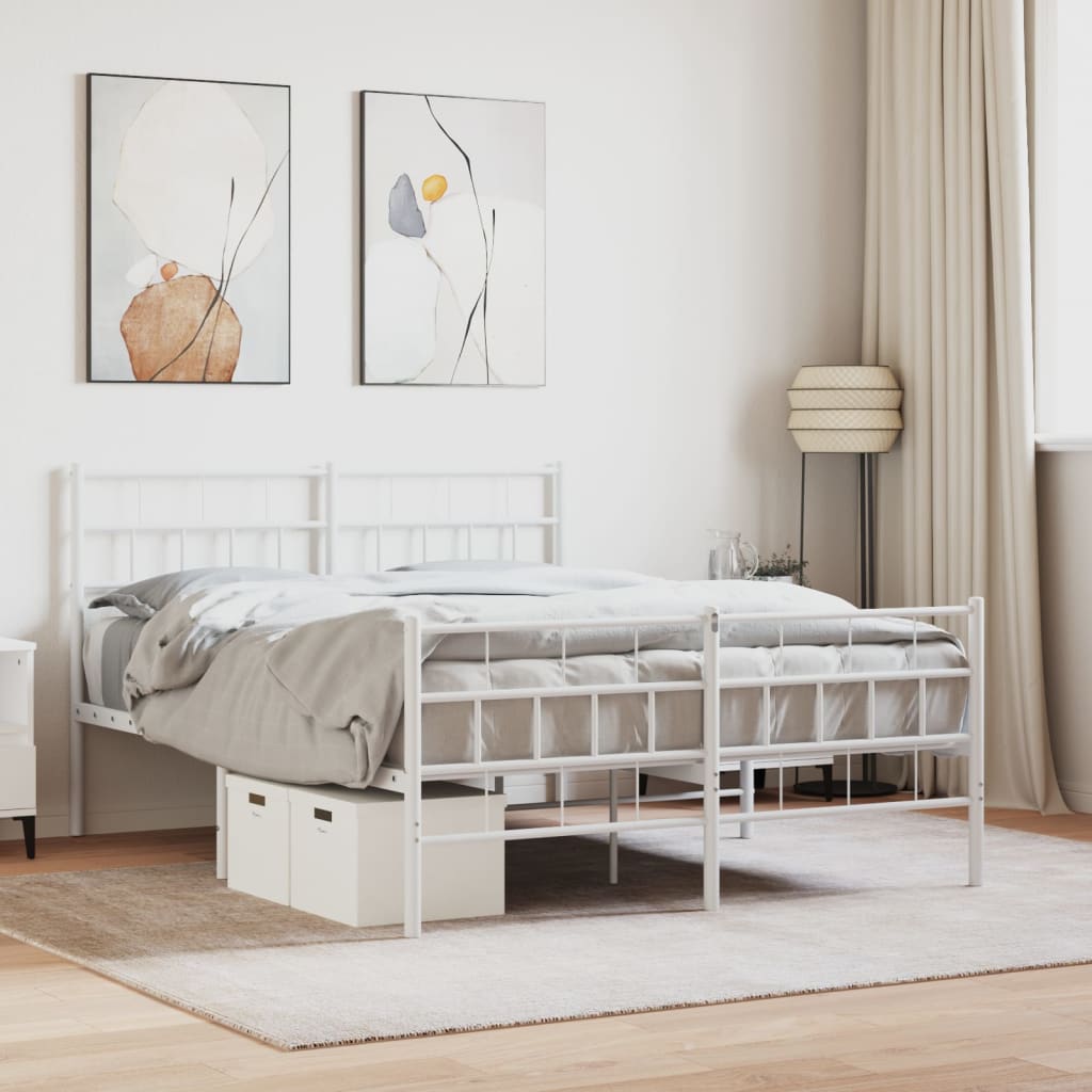 Vidaxl bedframe met hoofd- en voeteneinde metaal wit 120x200 cm
