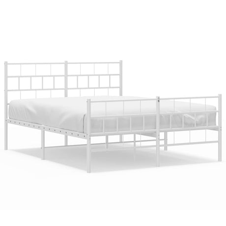 Vidaxl bedframe met hoofd- en voeteneinde metaal wit 140x200 cm