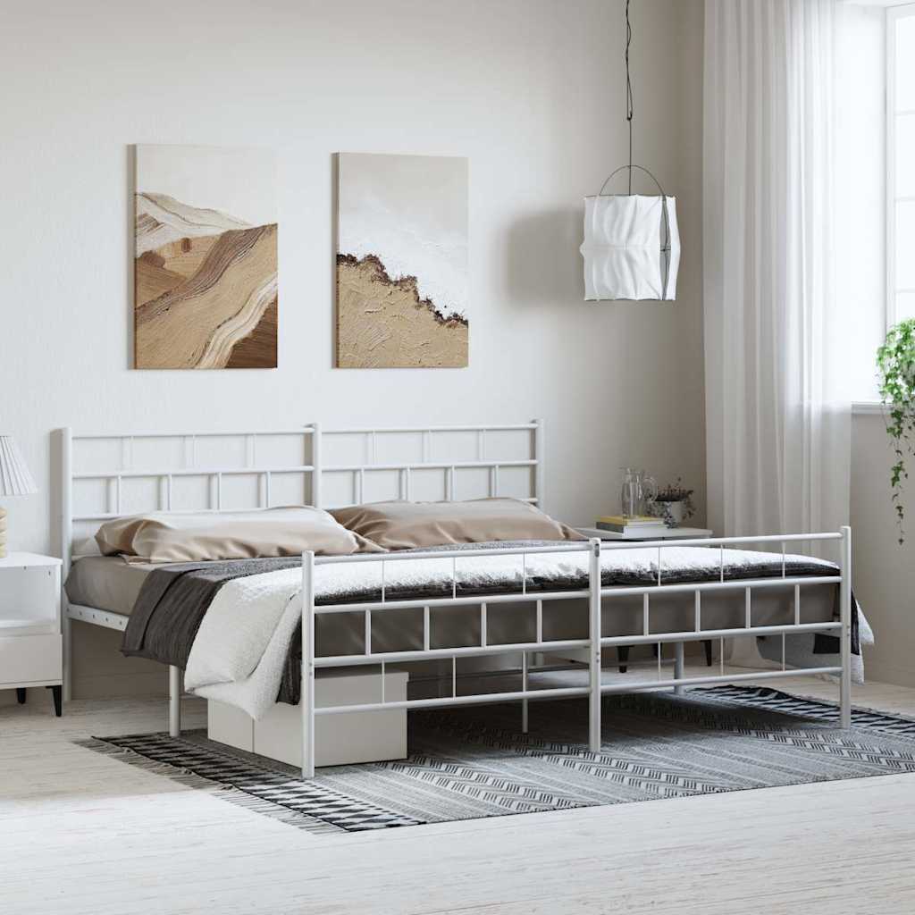 Vidaxl bedframe met hoofd- en voeteneinde metaal wit 183x213 cm