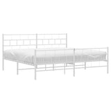 Vidaxl bedframe met hoofd- en voeteneinde metaal wit 193x203 cm