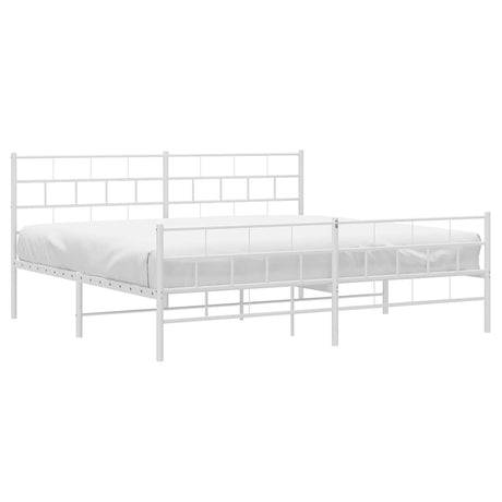 Vidaxl bedframe met hoofd- en voeteneinde metaal wit 193x203 cm