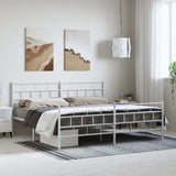Vidaxl bedframe met hoofd- en voeteneinde metaal wit 193x203 cm