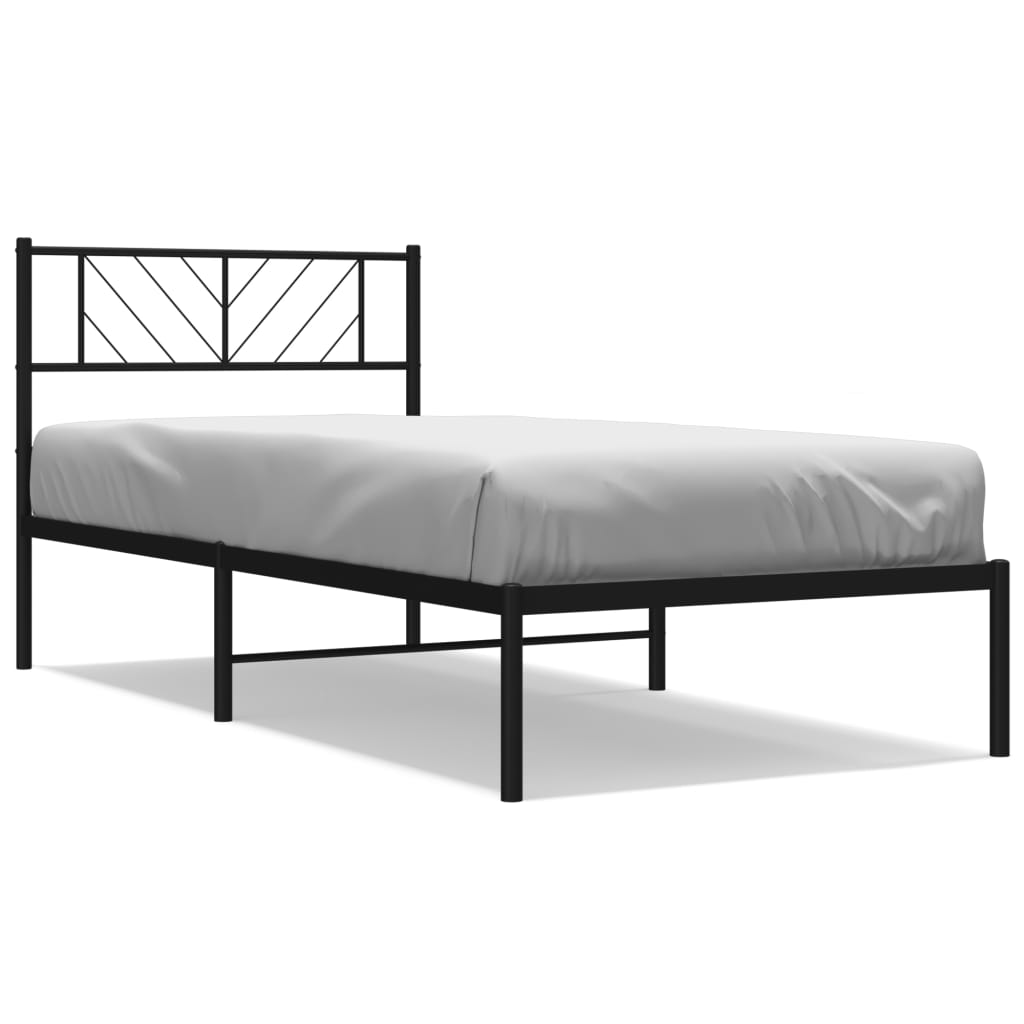 Vidaxl bedframe met hoofdbord metaal zwart 90x190 cm