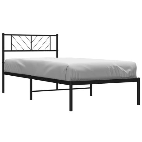 Vidaxl bedframe met hoofdbord metaal zwart 90x200 cm