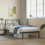 Vidaxl bedframe met hoofdbord metaal zwart 107x203 cm