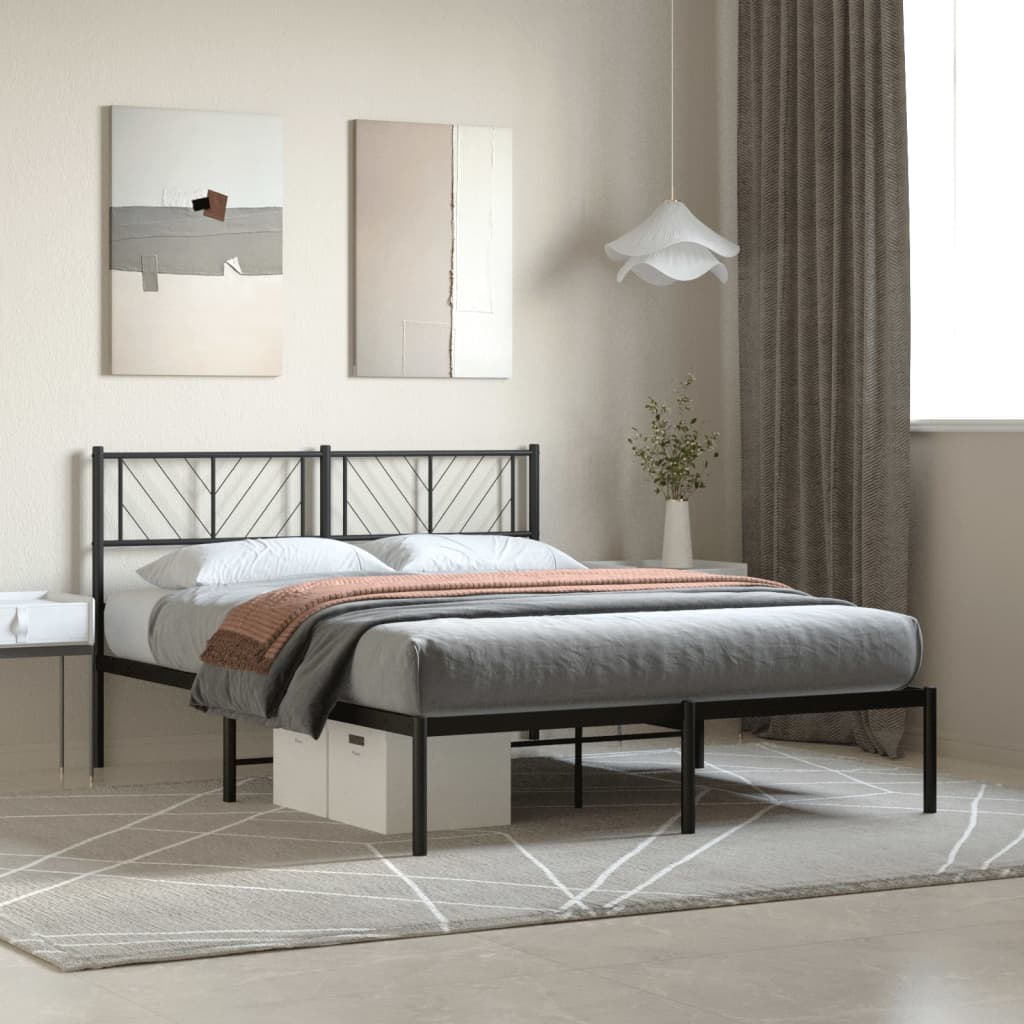 Vidaxl bedframe met hoofdbord metaal zwart 120x190 cm