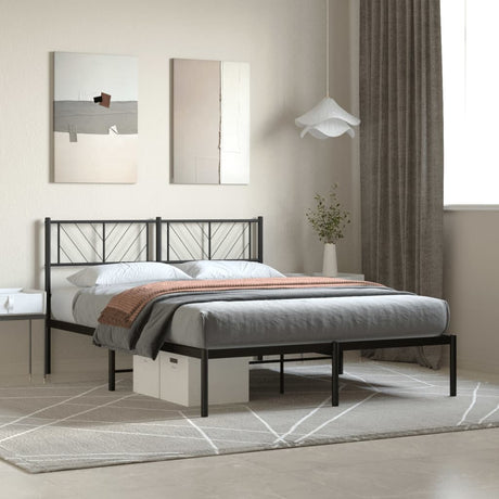 Vidaxl bedframe met hoofdbord metaal zwart 120x190 cm