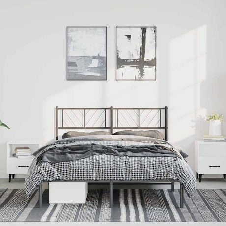 Vidaxl bedframe met hoofdbord metaal zwart 135x190 cm