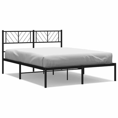 Vidaxl bedframe met hoofdbord metaal zwart 150x200 cm