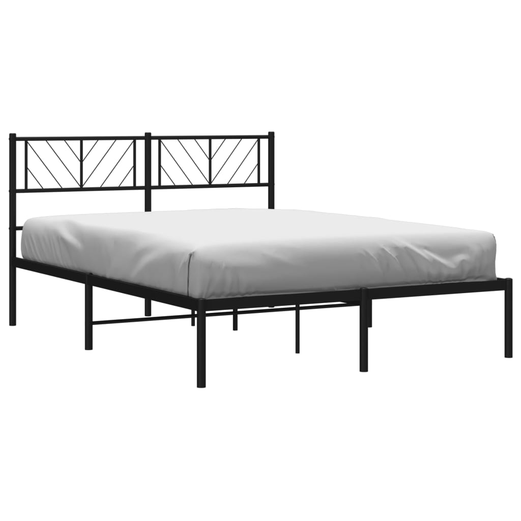 Vidaxl bedframe met hoofdbord metaal zwart 160x200 cm