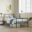Vidaxl bedframe met hoofd- en voeteneinde metaal zwart 90x190 cm