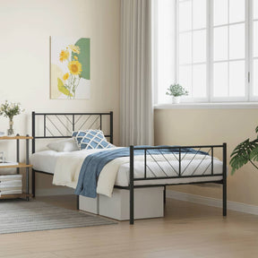 Vidaxl bedframe met hoofd- en voeteneinde metaal zwart 90x200 cm