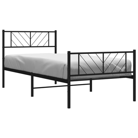 Vidaxl bedframe met hoofd- en voeteneinde metaal zwart 100x200 cm