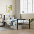 Vidaxl bedframe met hoofd- en voeteneinde metaal zwart 100x200 cm