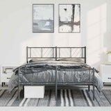 Vidaxl bedframe met hoofd- en voeteneinde metaal zwart 135x190 cm