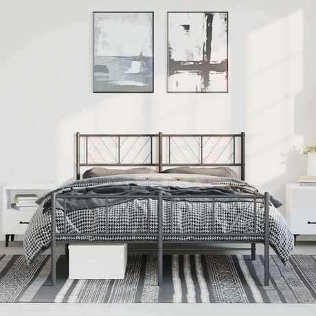 Vidaxl bedframe met hoofd- en voeteneinde metaal zwart 135x190 cm