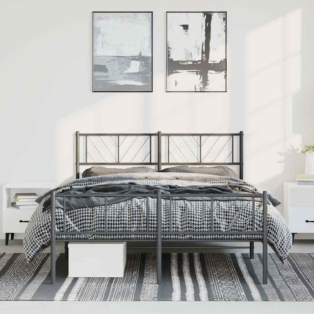 Vidaxl bedframe met hoofd- en voeteneinde metaal zwart 135x190 cm
