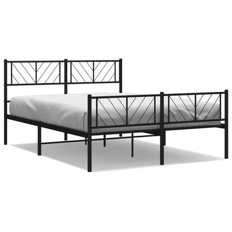 Vidaxl bedframe met hoofd- en voeteneinde metaal zwart 140x190 cm