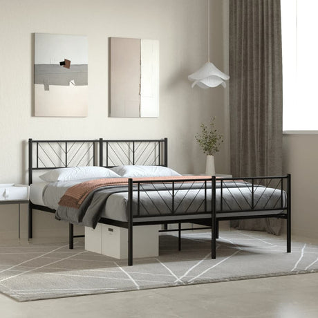 Vidaxl bedframe met hoofd- en voeteneinde metaal zwart 140x200 cm
