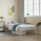 Vidaxl bedframe met hoofdbord zonder matras metaal wit 75x190 cm