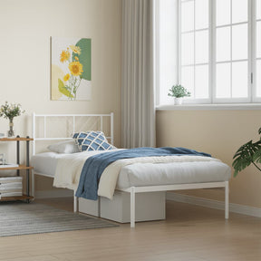 Vidaxl bedframe met hoofdbord zonder matras metaal wit 75x190 cm