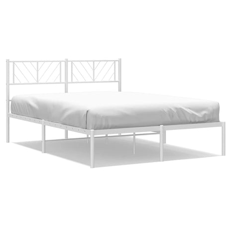 Vidaxl bedframe met hoofdbord metaal wit 135x190 cm