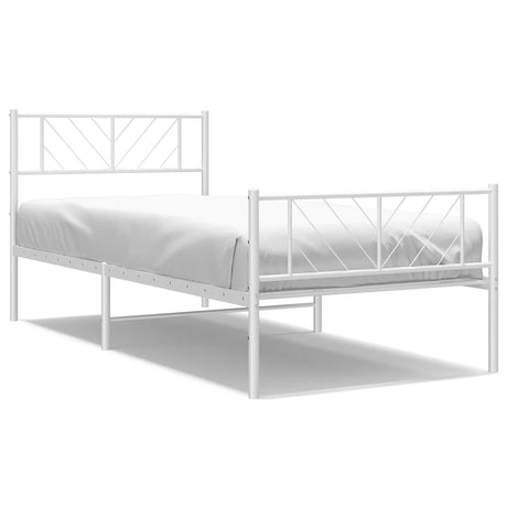 Vidaxl bedframe met hoofd- en voeteneinde metaal wit 100x200 cm