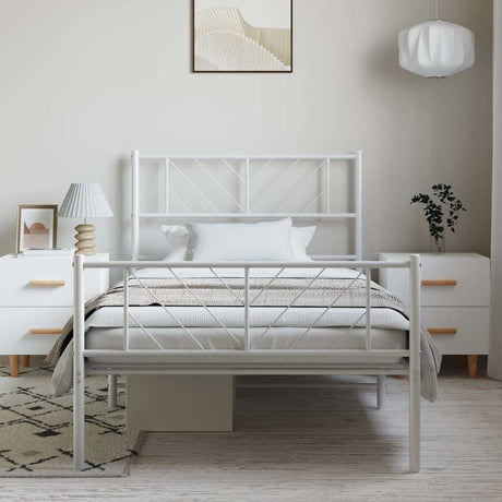 Vidaxl bedframe met hoofd- en voeteneinde metaal wit 100x200 cm