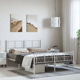 Vidaxl bedframe met hoofd- en voeteneinde metaal wit 135x190 cm